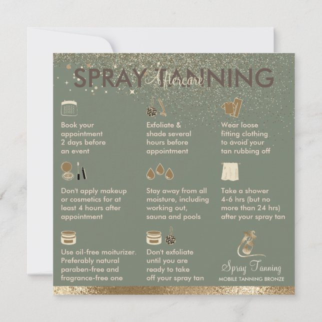 Invitation Conseils d'entretien après Sage Corps Spray Tan (Dos)