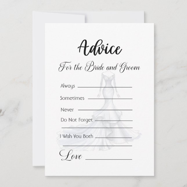 Invitation Conseils pour la robe de mariée des mariés (Devant)