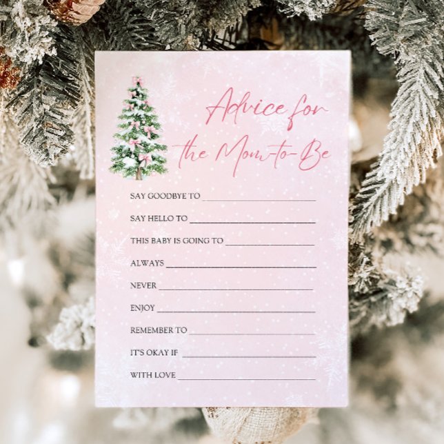Invitation Conseils pour l'arbre de Noël pour la future maman (Pink Bows Christmas Tree Advice for the mom-to-be Game)
