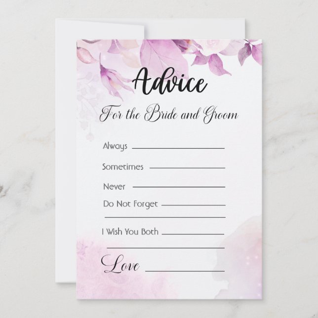 Invitation Conseils pour les mariés Fleurs rose Boho (Devant)