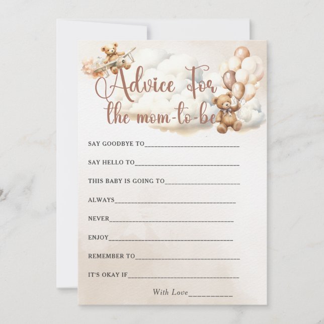 Invitation CONSEILS POUR MOM D'ÊTRE Baby shower Jeu mignon Ou (Devant)