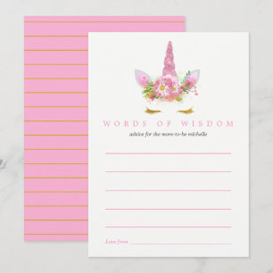 Invitation Conseils pour une Baby Shower Licorne Fille Fleuri