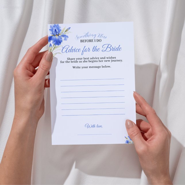 Invitation Conseils Something Blue pour la mariée Shower nupt (Blue Iris Something Blue Advice for the Bride Bridal Shower Game)
