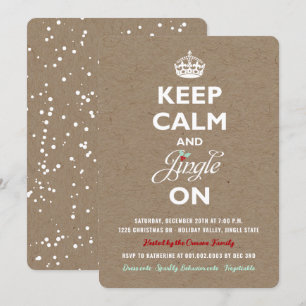Invitation Conserver le calme et Jingle Rustic Holiday Invita