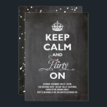 Invitation Conserver Le Calme Et La Fête Sur Chalkboard Drôle<br><div class="desc">Gardez Le Calme Et La Fête Sur La Typographie Avec Des Mistletoes Sur Black Chalkboard Drôle Noël / Fête De Fête Carte D'Invitation. Conçu par fat*fa*tin. Facile à customiser avec votre propre texte, photo ou image. Pour des demandes personnalisées, veuillez contacter fat*fa*tin directement. Des frais personnalisés s'appliquent. www.zazzle.com/fat_fa_tin www.zazzle.com/color_therapy www.zazzle.com/fatfatin_blue_knot...</div>