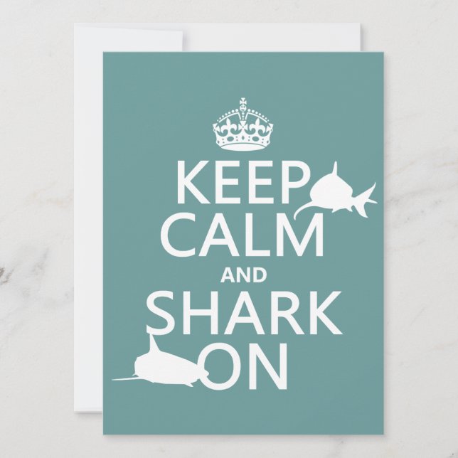 Invitation Conserver le calme et le requin (couleurs personna (Devant)