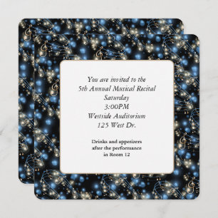 Invitation Considérant Notes musicales et lumières de fête