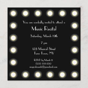 Invitation Considérant unisexe noir et blanc de musique de