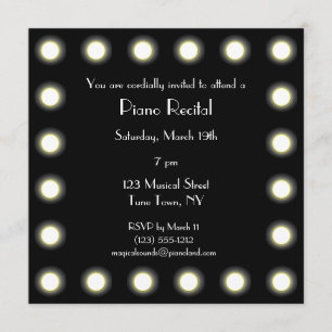 Invitation Considérant unisexe noir et blanc de piano de