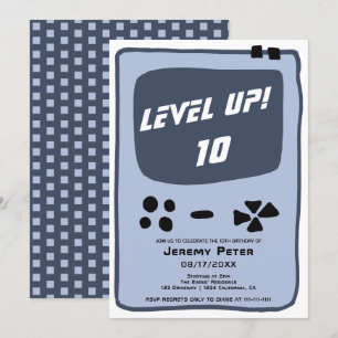 Invitation Console de jeu vidéo niveau jusqu'à 10 enfant anni