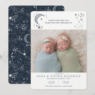 Invitation Constellation de jumeaux annonce écrite dans les é