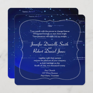Invitation Constellations sur Mariage bleu