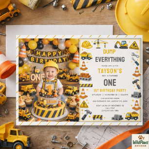 Invitation Construction 1er Anniversaire   Fête de Camion de 