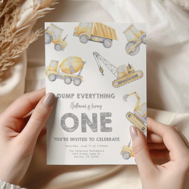 Invitation Construction 1ère fête d'anniversaire (Créateur téléchargé)