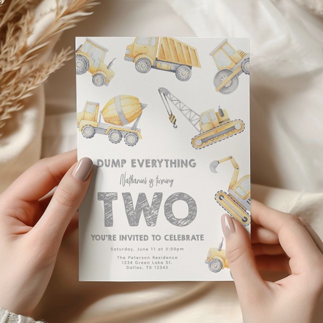 Invitation Construction 2nd Birthday Party (Créateur téléchargé)