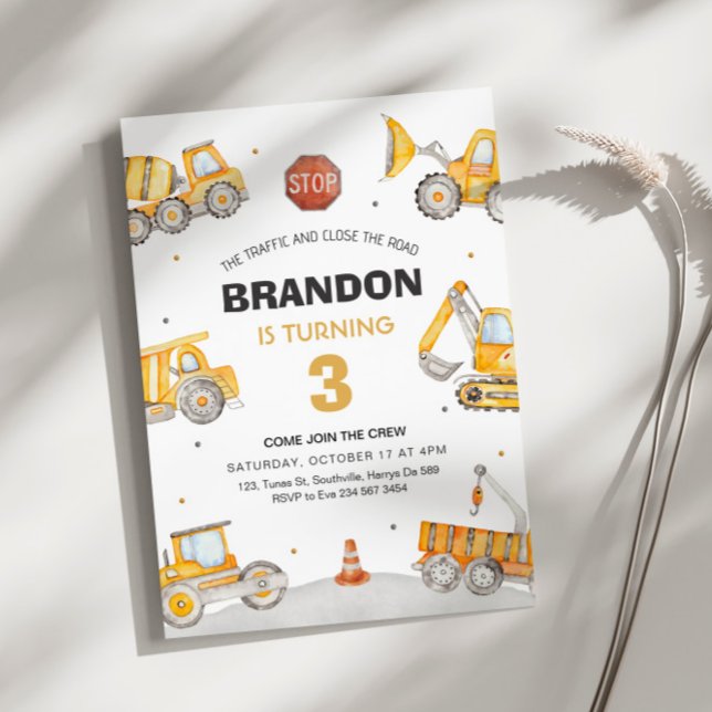 Invitation Construction 3e anniversaire (Créateur téléchargé)