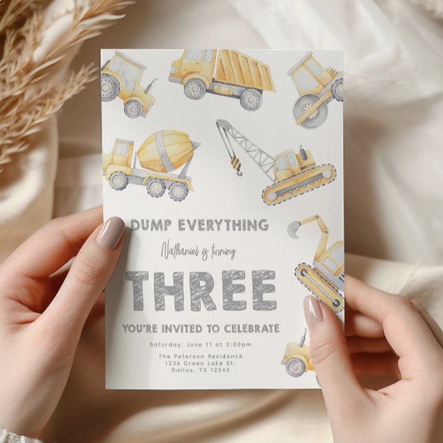 Invitation Construction 3rd Birthday Party (Créateur téléchargé)