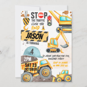 Invitation Construction 4Anniversaire de la fête de pompe cam