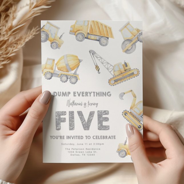 Invitation Construction 5e CINQ fête d'anniversaire (Créateur téléchargé)