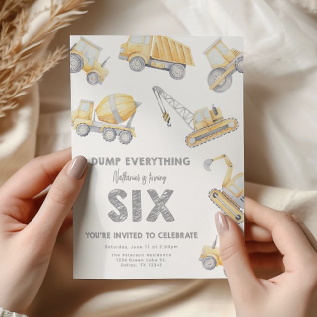 Invitation Construction 6th SIX Birthday Party (Créateur téléchargé)