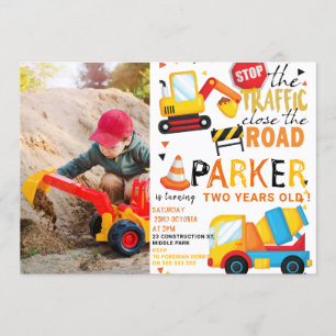 Invitation Construction Anniversaire Cute Photo