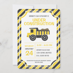 Invitation Construction Anniversaire de la fête Camion