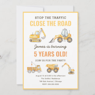 Invitation Construction Anniversaire Truck Party
