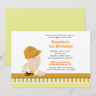 Invitation Construction Baby Custom 1er anniversaire Invitati