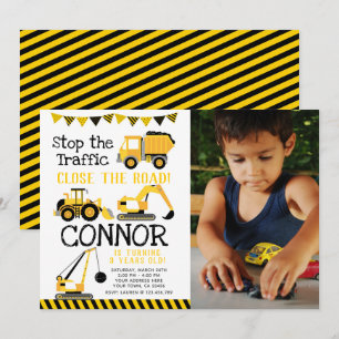 Invitation Construction, Camion à benne avec photo