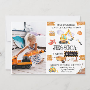 Invitation Construction Camions Thème Anniversaire