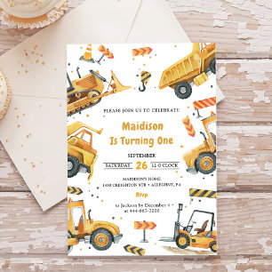 Invitation Construction Camions Thème Anniversaire Fête