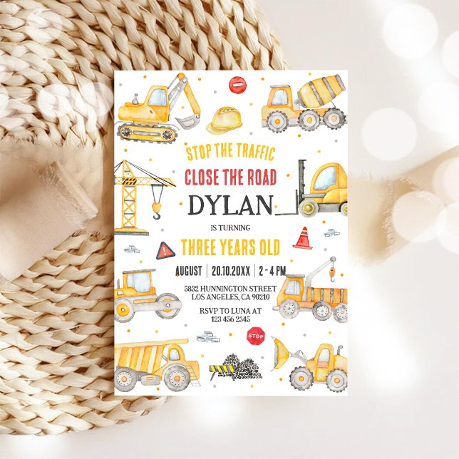 Invitation Construction Dump Truck Boy 2nd Birthday (Créateur téléchargé)