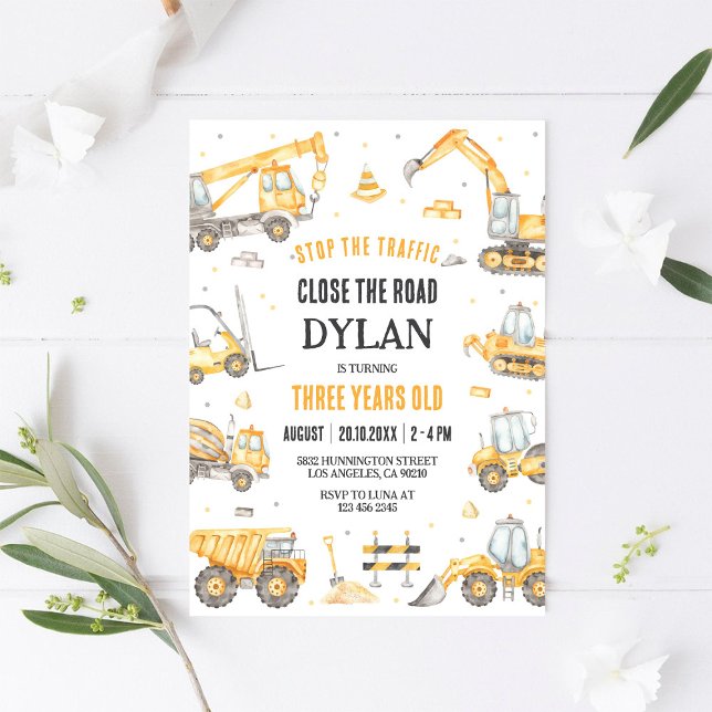Invitation Construction Dump Truck Boy 2nd Birthday (Créateur téléchargé)