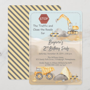Invitation Construction Dump Truck Boy fête le 2e anniversair