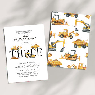 Invitation Construction Dump Truck Party Boy 3e anniversaire