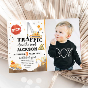 Invitation Construction Jaune Camion Camion Boy Anniversaire