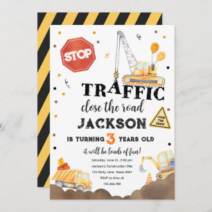 Invitation Construction Jaune Camion Camion Boy Anniversaire