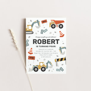 Invitation Construction Muted Boho Anniversaire Fête Invitati