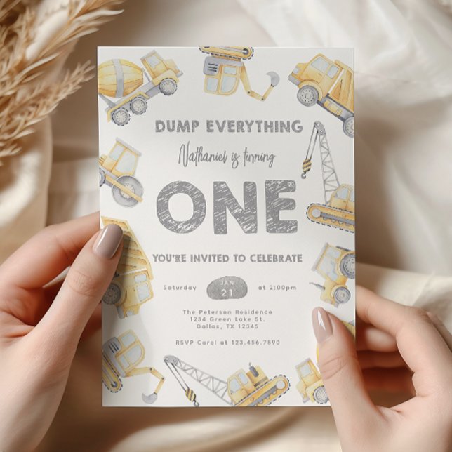 Invitation Construction ONE 1ère fête d'anniversaire (Créateur téléchargé)