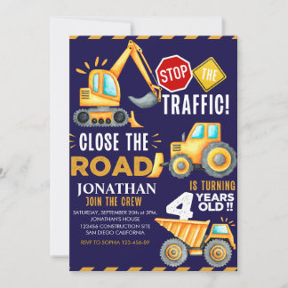 Invitation Construction Party for 4th Birthday Boy