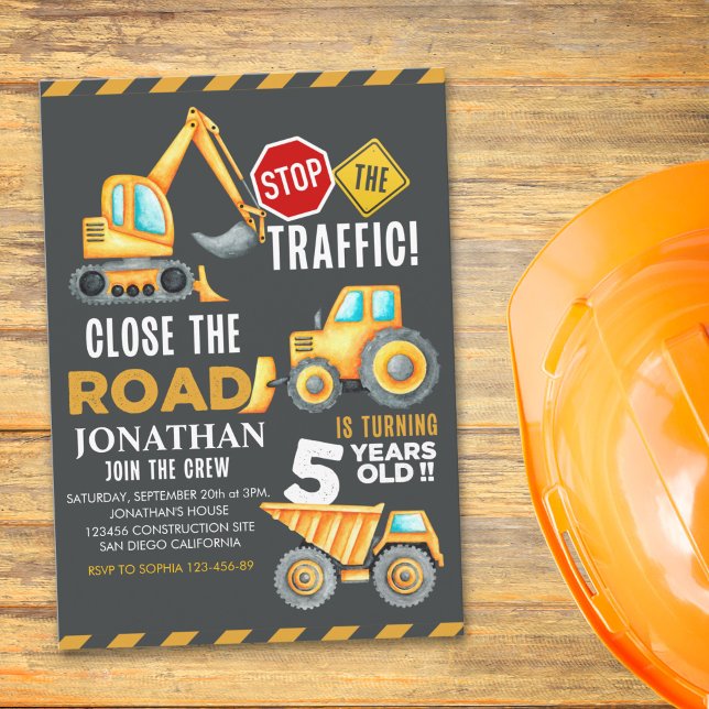 Invitation Construction Party for 5th Birthday Boy (Créateur téléchargé)