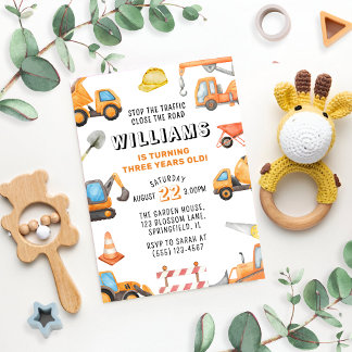 Invitation Construction Thème 3ème fête d'anniversaire