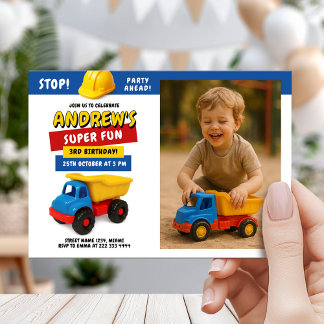 Invitation Construction Truck Birthday Party