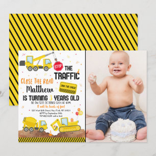 Invitation Construction Truck Dump Truck Digger Anniversaire