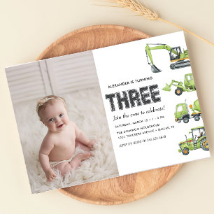 Invitation Construction Véhicules de Camion garçons 3e annive