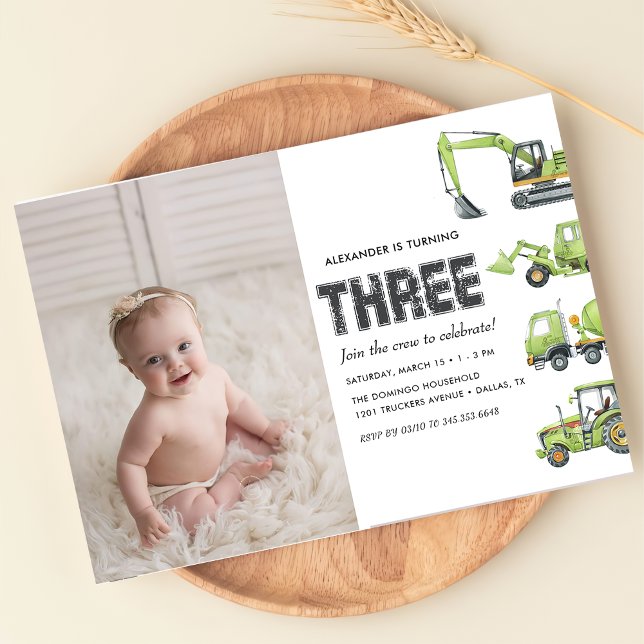 Invitation Construction Véhicules de Camion garçons 3e annive (Créateur téléchargé)