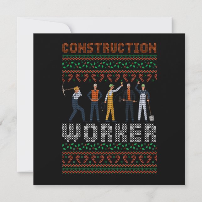 Invitation Construction Worker Ugly Christmas Sweater Gift (Devant)
