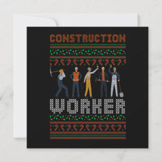 Invitation Construction Worker Ugly Christmas Sweater Gift