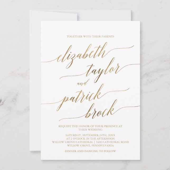 Invitation (Contactez-Moi Pour Personnaliser) Élégant Mariage (Devant)