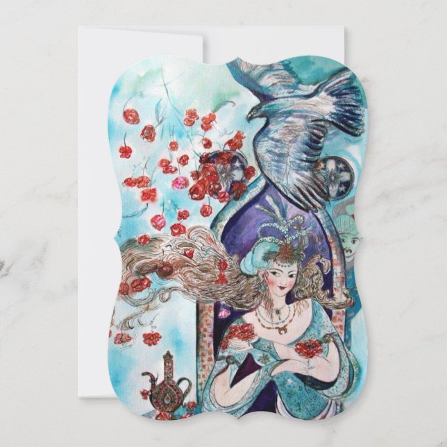 Invitation CONTE DE FÉE TURC Teal Blue Gold Sparkles (Devant)